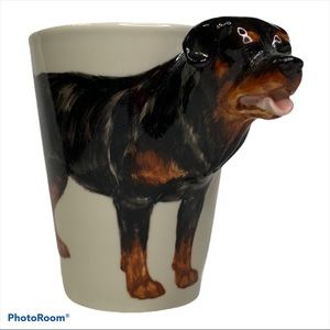 VTG Blue Witch 3-D Rottweiler Ceramic Coffee Mug